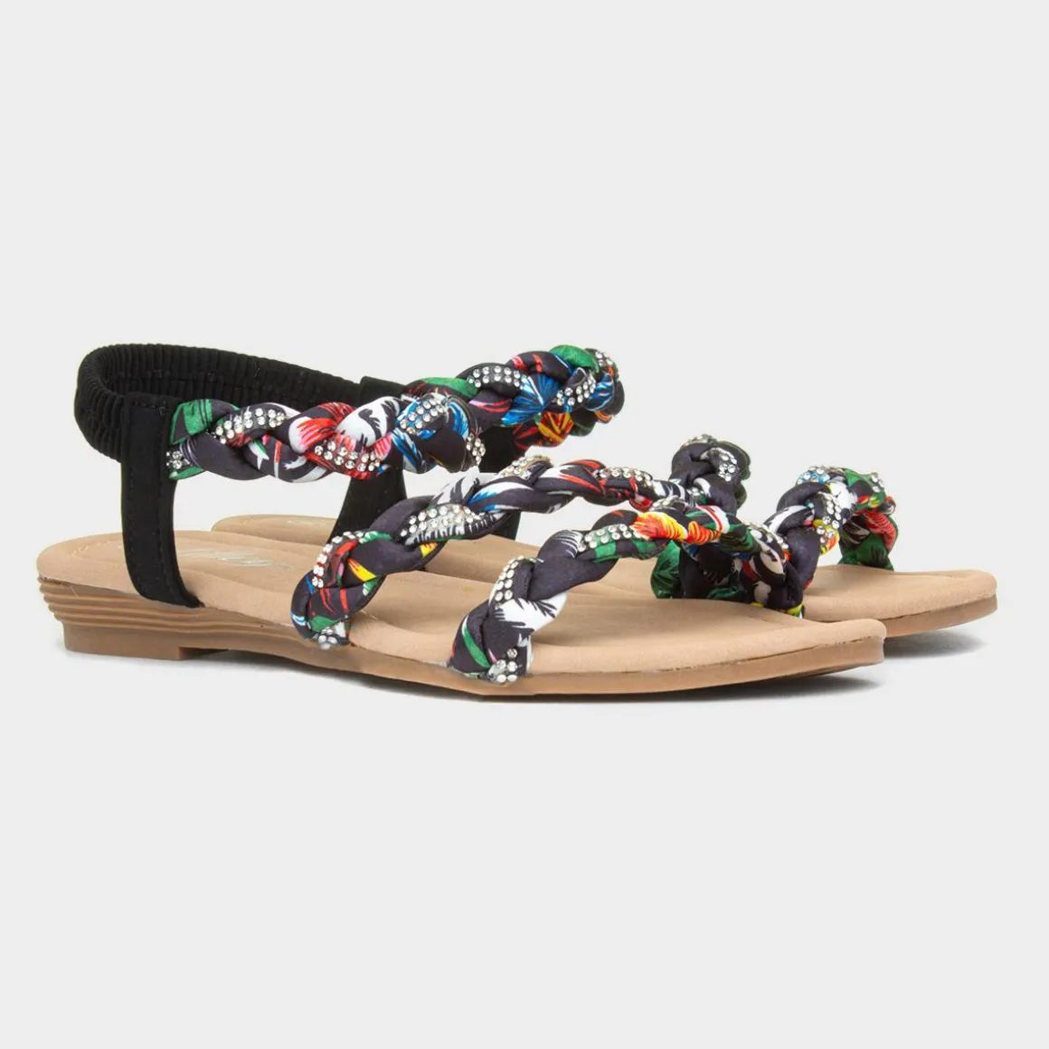 Lilley Selena Womens Black Strappy Ribbon Sandal