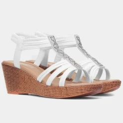 Lilley Shania Womens White Wedge Sandal