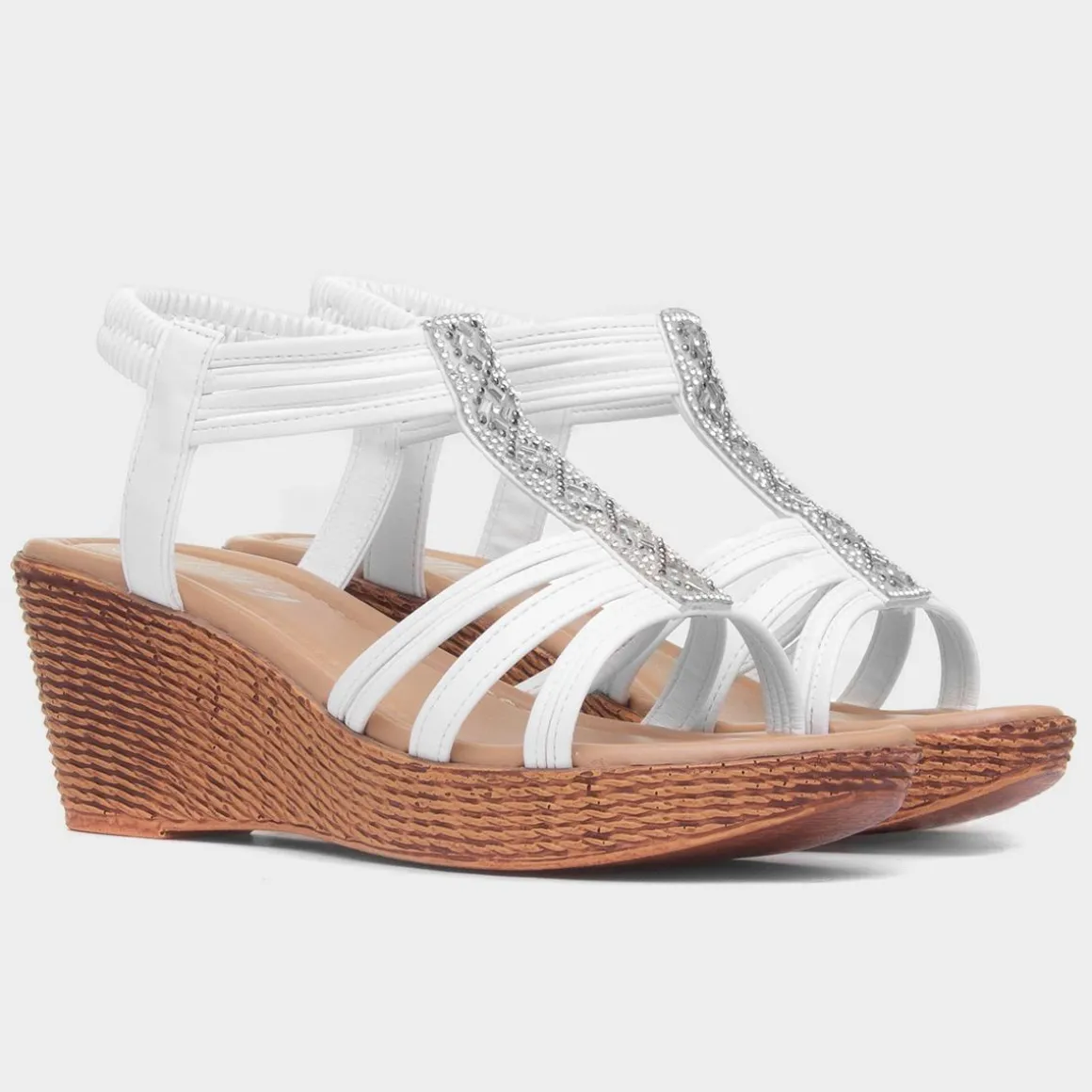 Lilley Shania Womens White Wedge Sandal