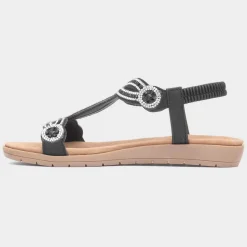 Lilley Sia Womens Black Diamante Sandal