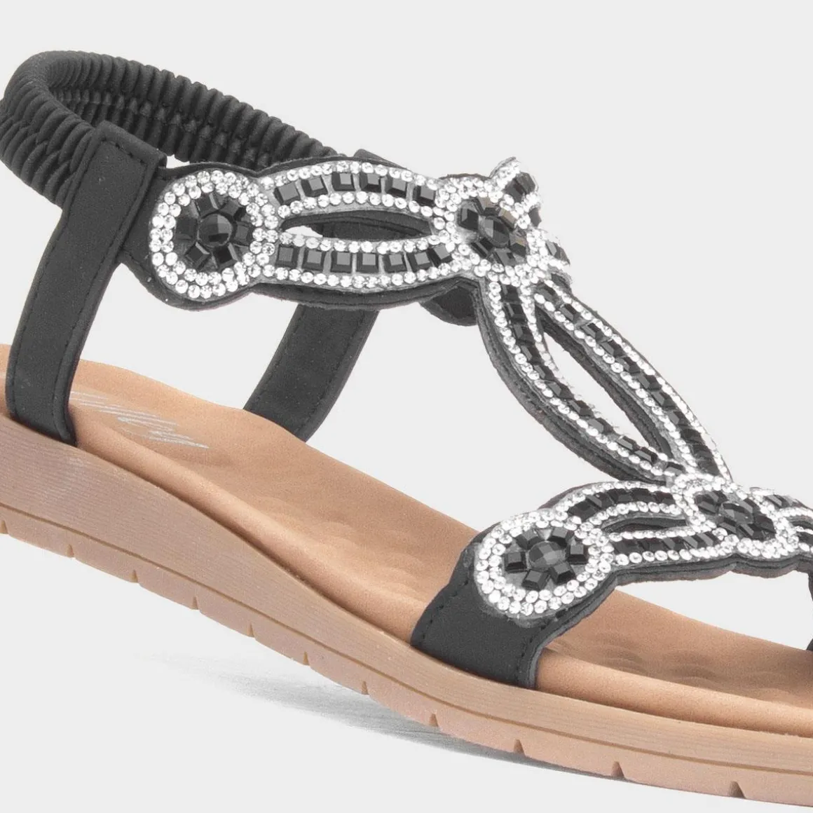 Lilley Sia Womens Black Diamante Sandal