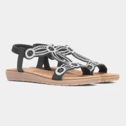 Lilley Sia Womens Black Diamante Sandal