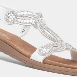 Lilley Sia Womens White Diamante Sandal