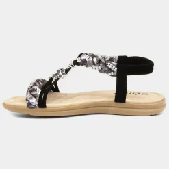 Lilley Simone Womens Black Ribbon Twist Sandal