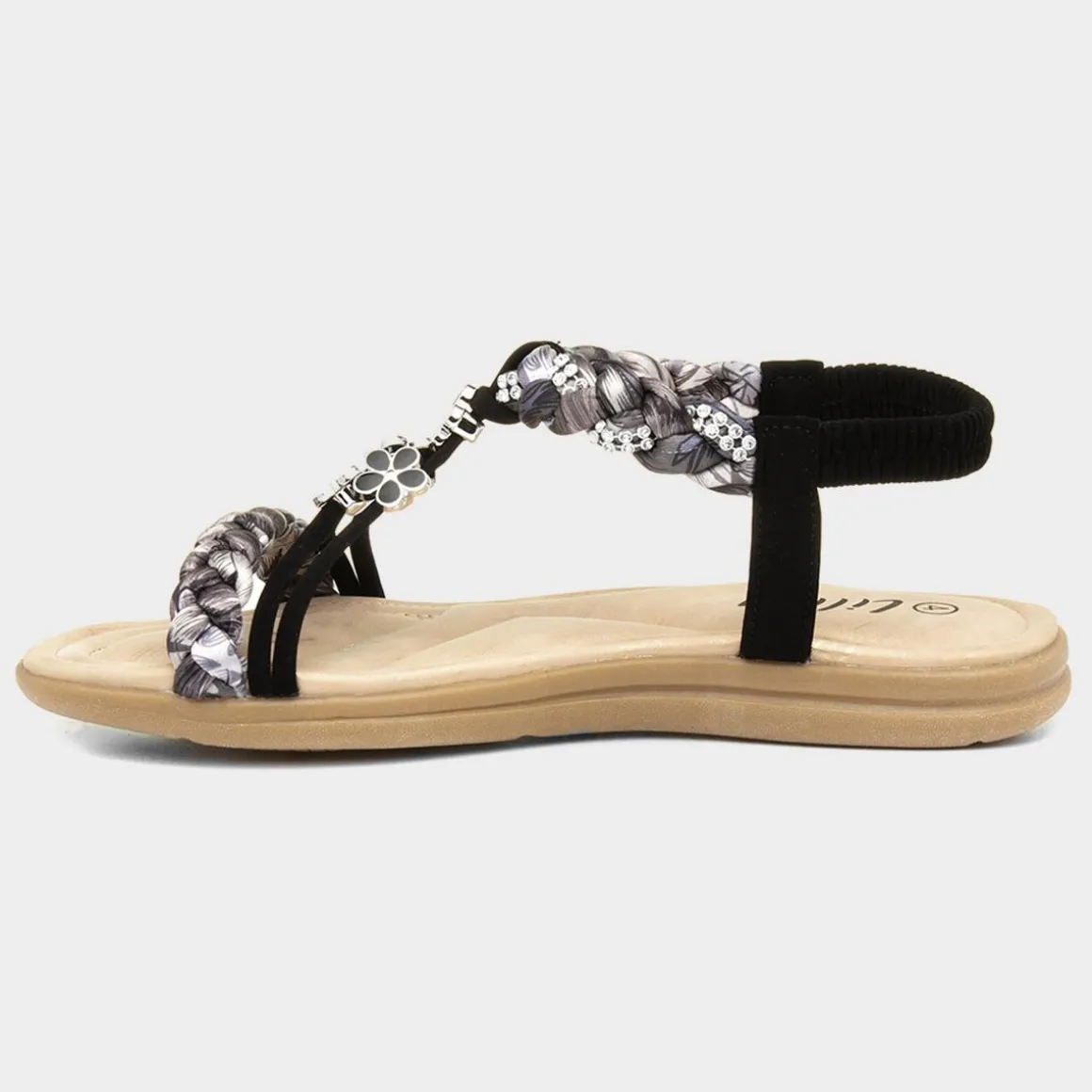 Lilley Simone Womens Black Ribbon Twist Sandal