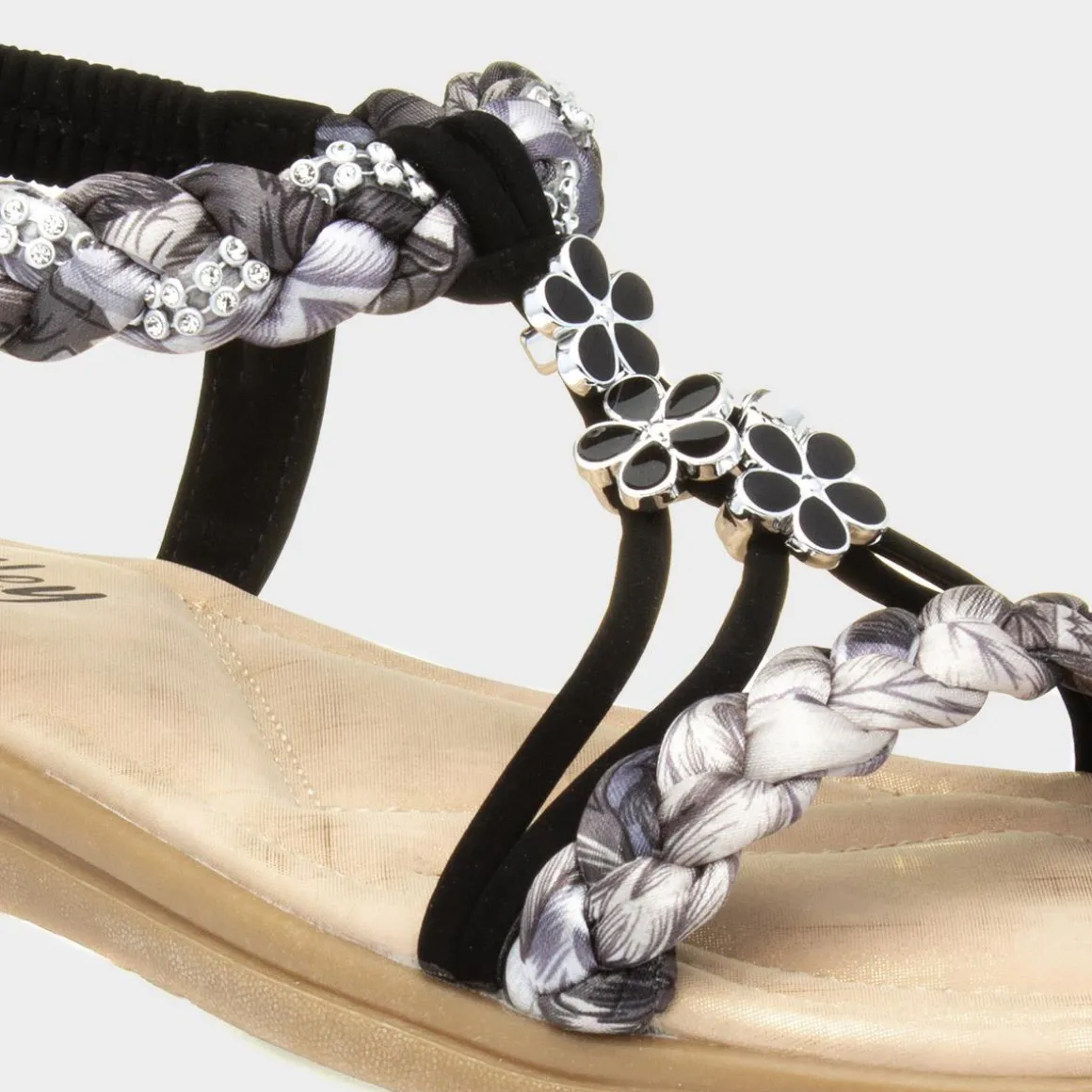 Lilley Simone Womens Black Ribbon Twist Sandal