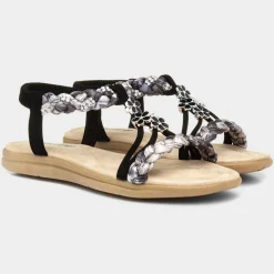 Lilley Simone Womens Black Ribbon Twist Sandal