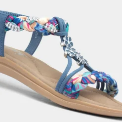 Lilley Simone Womens Blue Ribbon Twist Sandal