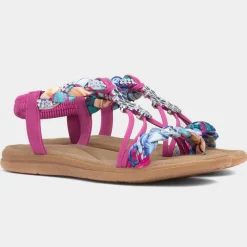 Lilley Simone Womens Fuchsia Ribbon Twist Sandal