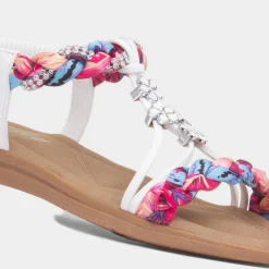 Lilley Simone Womens White Ribbon Twist Sandal