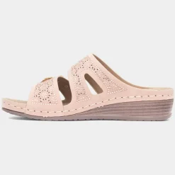 Lilley Sissy Womens Nude Diamante Wedge Sandal