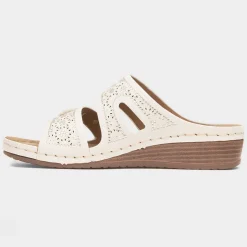 Lilley Sissy Womens White Diamante Wedge Sandal