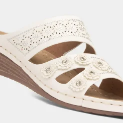 Lilley Sissy Womens White Diamante Wedge Sandal