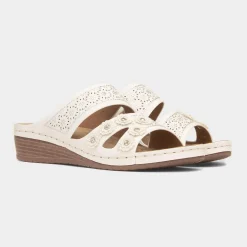 Lilley Sissy Womens White Diamante Wedge Sandal