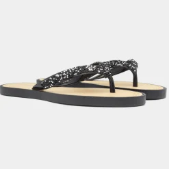 Lilley Skye Womens Black Diamante Toe Post Sandal
