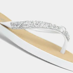 Lilley Skye Womens White Diamante Toe Post Sandal