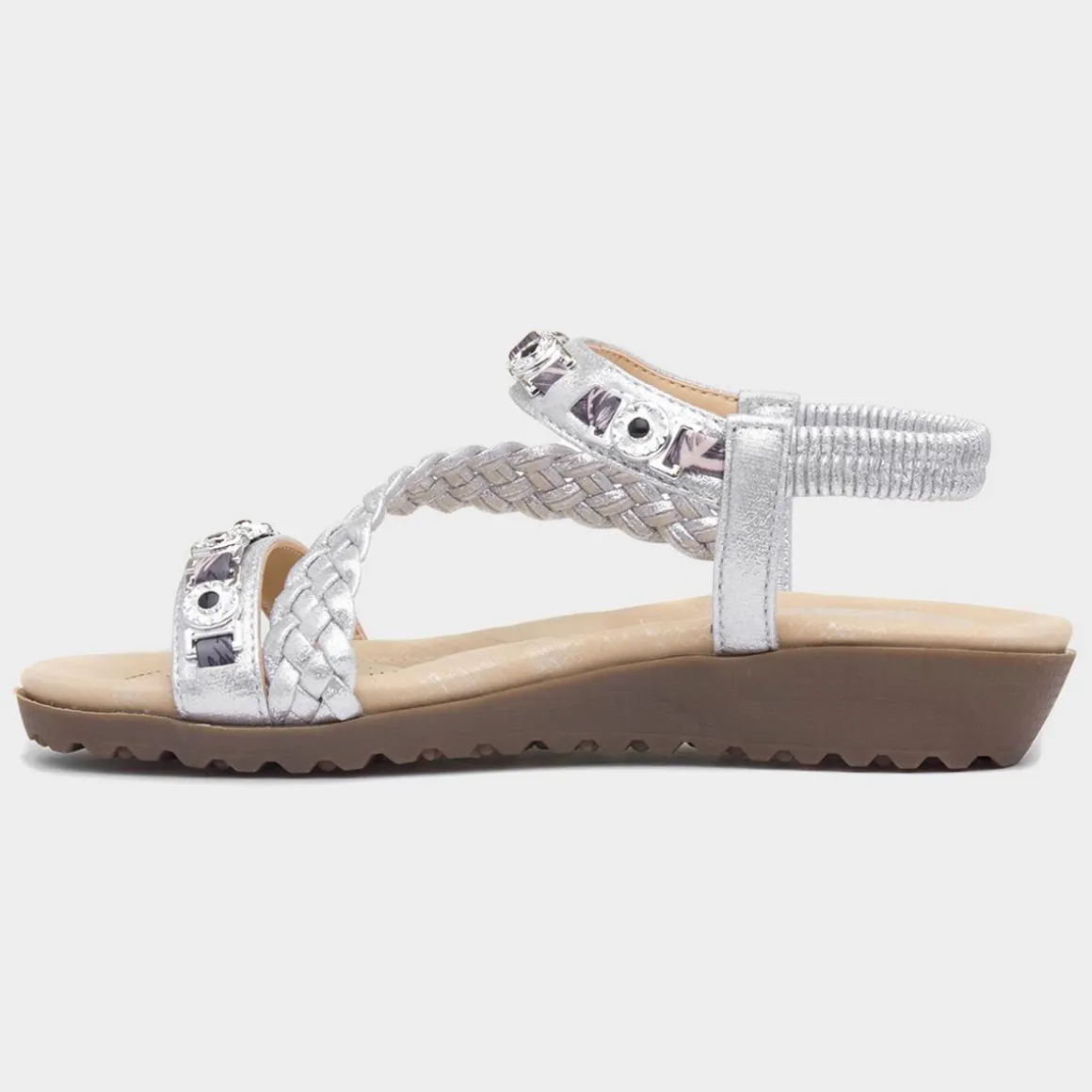 Lilley Skylar Womens Silver Gem Sandal