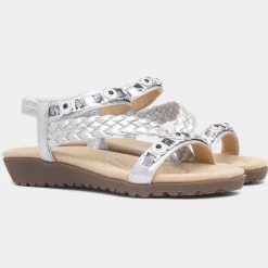 Lilley Skylar Womens Silver Gem Sandal