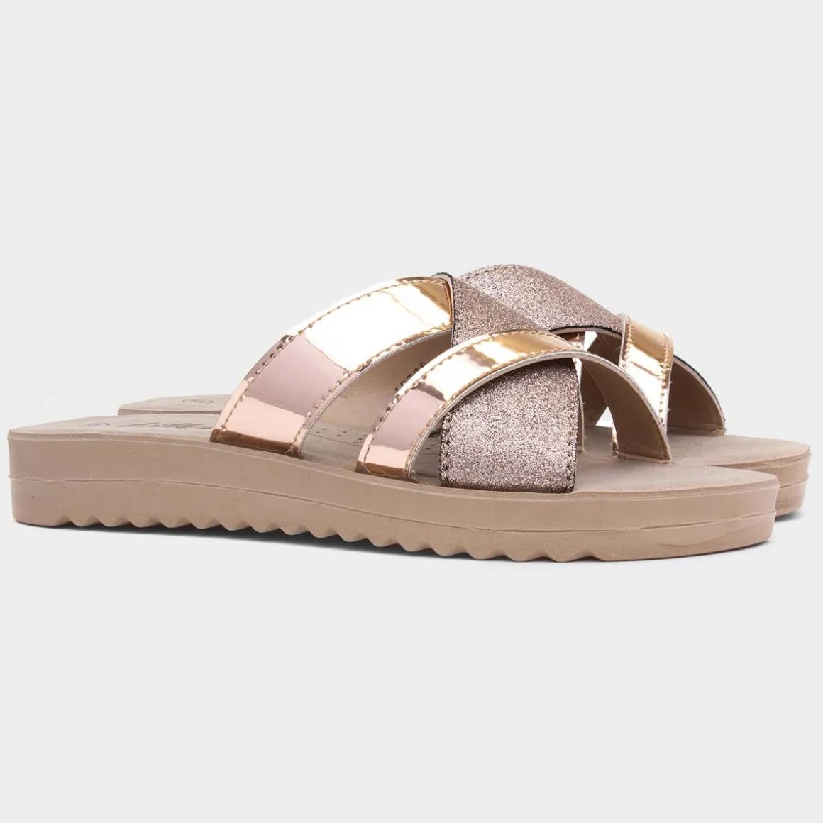 Lilley Sonia Womens Rose Gold Mule Sandal