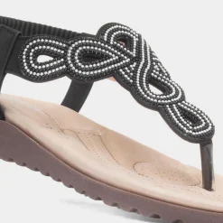 Lilley Sophia Womens Black Toe Post Sandal