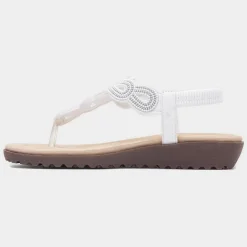 Lilley Sophia Womens White Toe Post Sandal