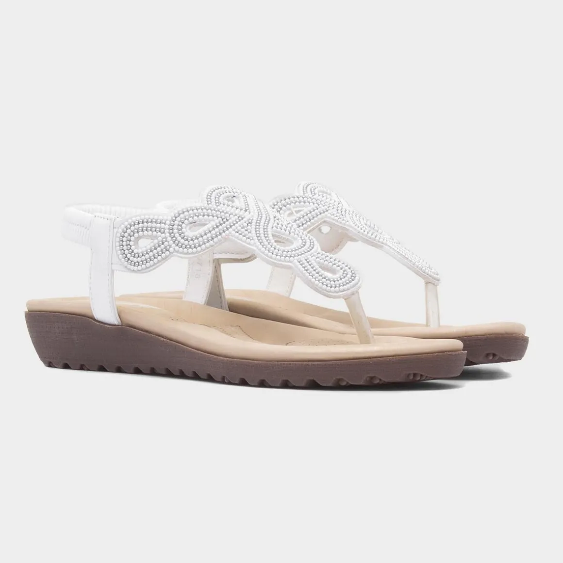 Lilley Sophia Womens White Toe Post Sandal