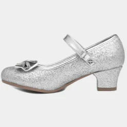Lilley Sparkle Lacey Girls Silver Glitter Heel