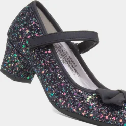 Lilley Sparkle Lacey Kids Black Glitter Heel