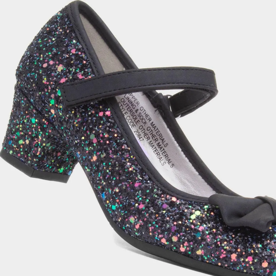 Lilley Sparkle Lacey Kids Black Glitter Heel