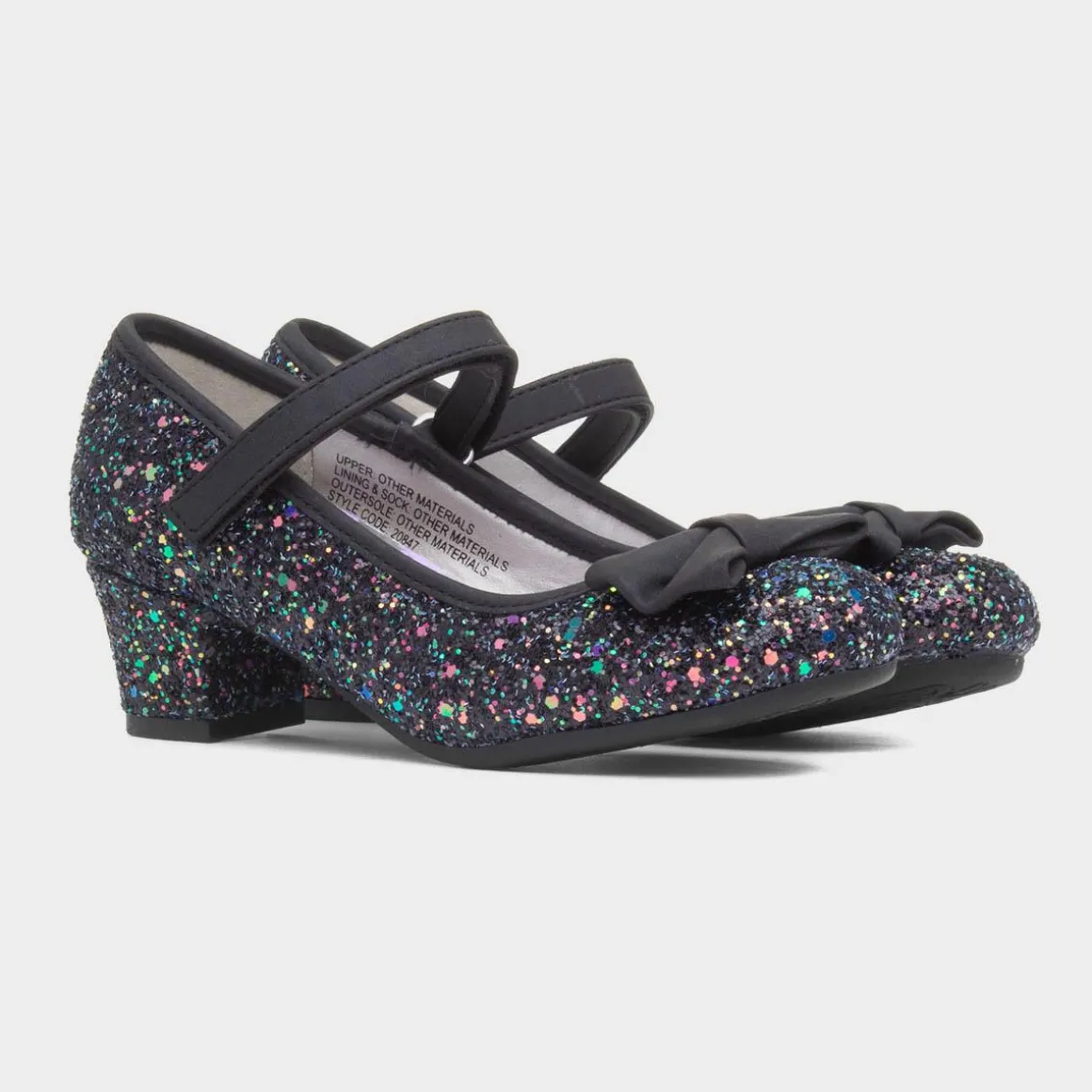 Lilley Sparkle Lacey Kids Black Glitter Heel
