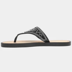 Lilley Star Womens Black Diamante Toe Post Sandal