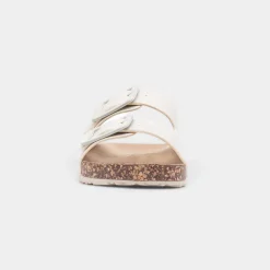 Lilley Stefi Womens Beige Buckle Footbed Sandal