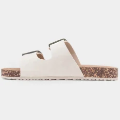 Lilley Stefi Womens Beige Buckle Footbed Sandal