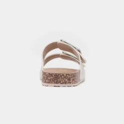 Lilley Stefi Womens Beige Buckle Footbed Sandal
