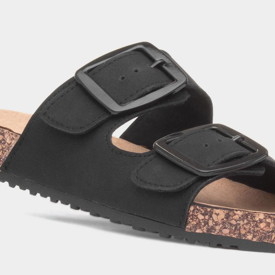 Lilley Stefi Womens Black Buckle Footbed Sandal