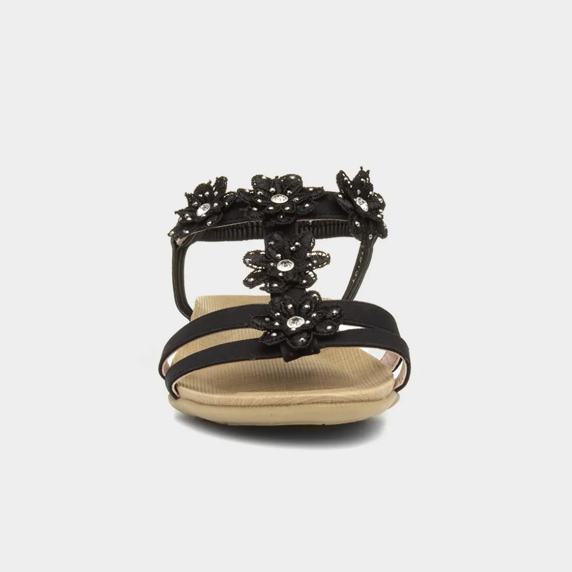 Lilley Stella Womens Black Flower Crochet Sandal