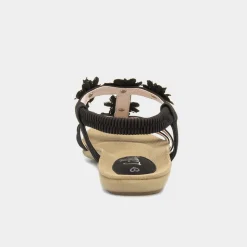 Lilley Stella Womens Black Flower Crochet Sandal
