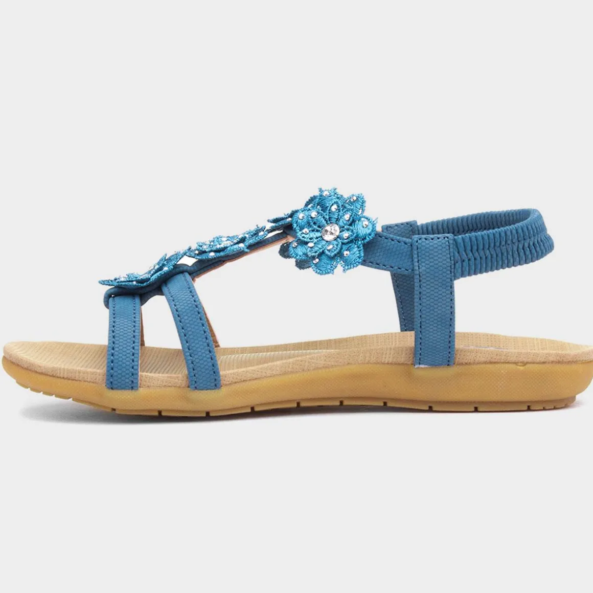 Lilley Stella Womens Blue Flower Crochet Sandal
