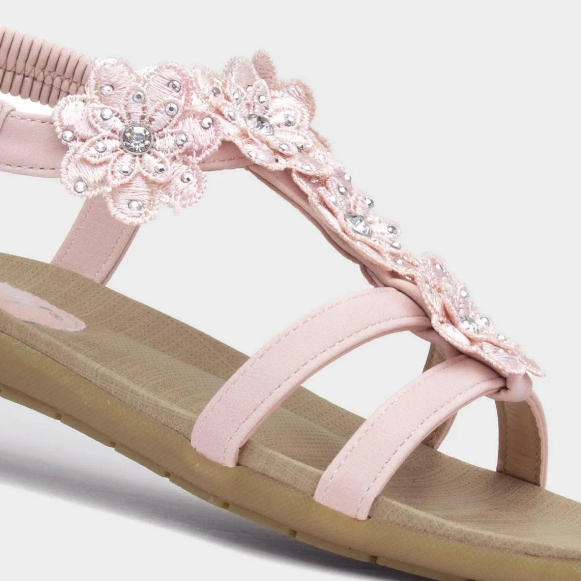 Lilley Stella Womens Nude Flower Crochet Sandal