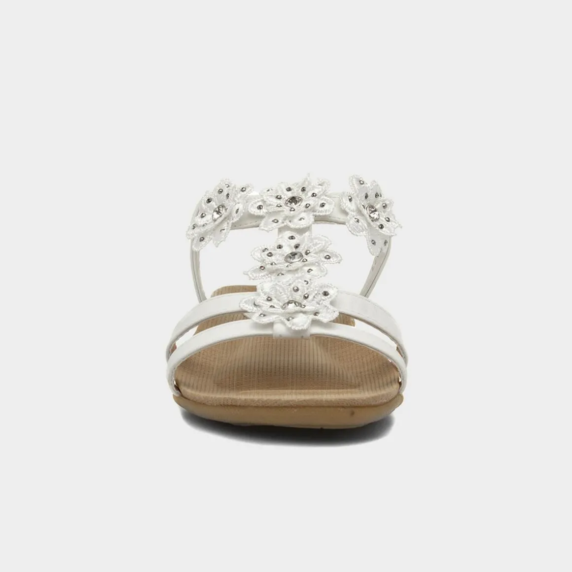 Lilley Stella Womens White Flower Crochet Sandal