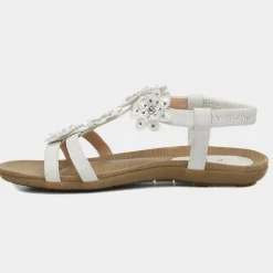 Lilley Stella Womens White Flower Crochet Sandal