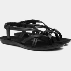 Lilley Suzzie Womens Black Flat Slip On Sandal