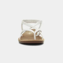 Lilley Suzzie Womens White Flat Slip On Sandal
