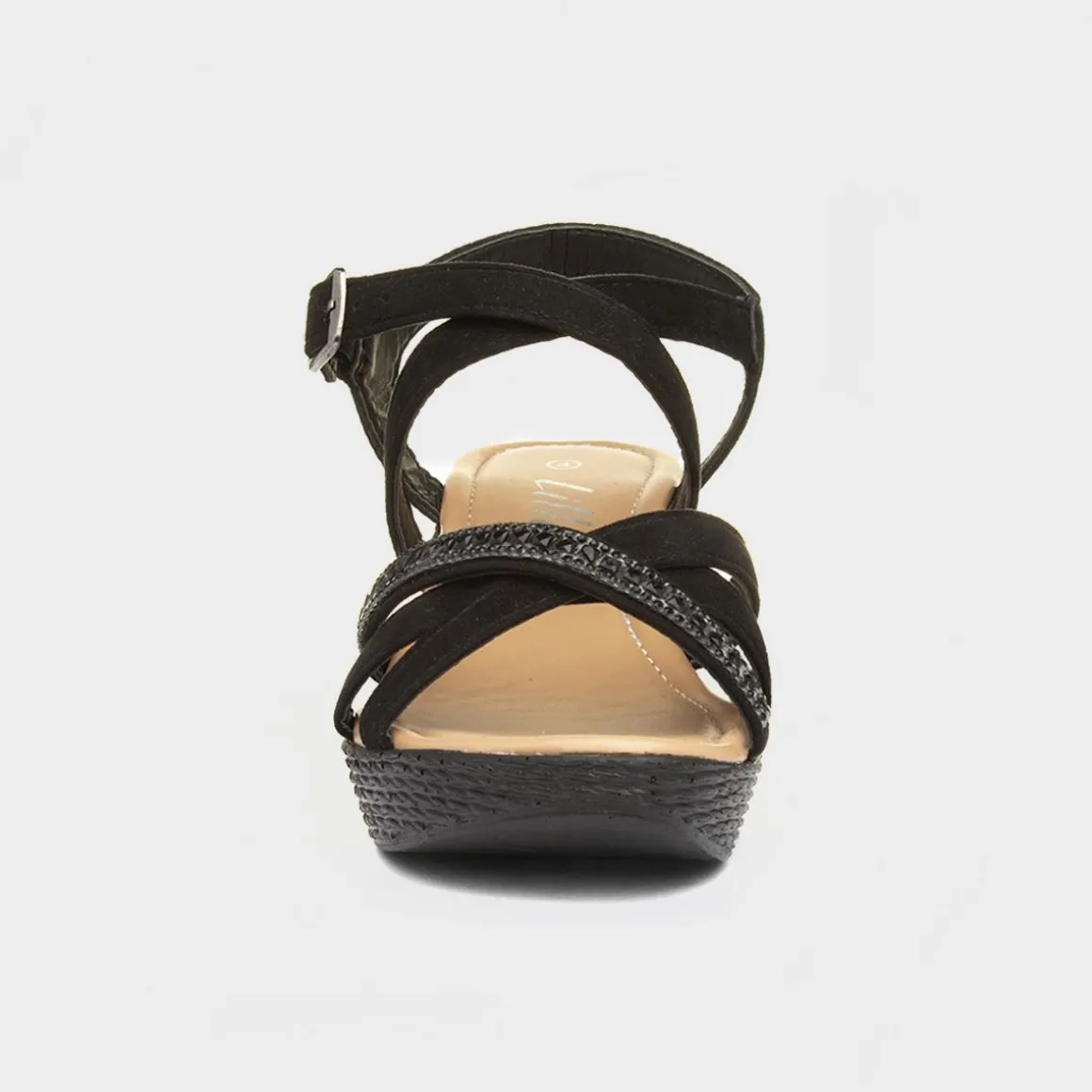 Lilley Sydney Womens Black Wedge Strappy Sandal