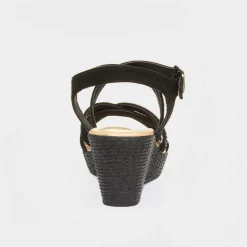 Lilley Sydney Womens Black Wedge Strappy Sandal