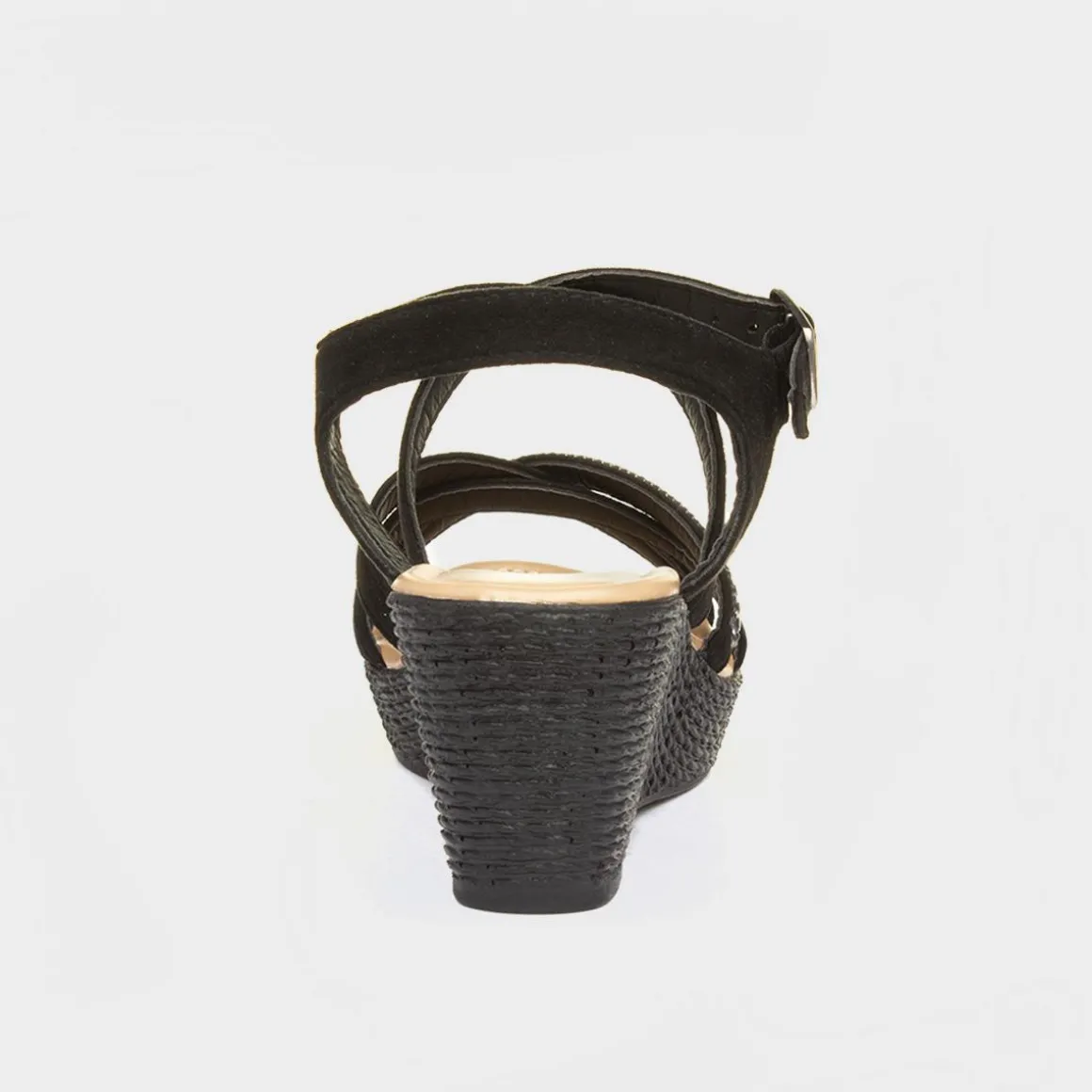 Lilley Sydney Womens Black Wedge Strappy Sandal