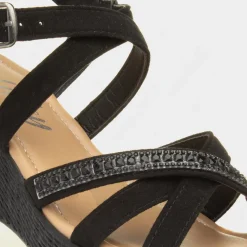Lilley Sydney Womens Black Wedge Strappy Sandal