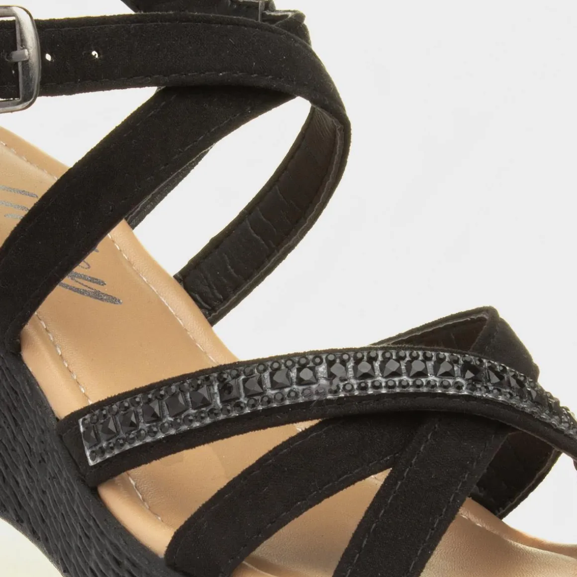Lilley Sydney Womens Black Wedge Strappy Sandal