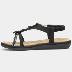 Lilley Sylvie Womens Black T-Bar Strappy Sandal