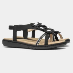 Lilley Sylvie Womens Black T-Bar Strappy Sandal
